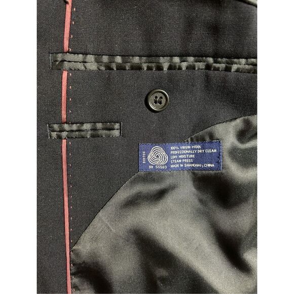 Alan Flusser Wool 2 Gold Button Blazer 44L Blue - Picture 7 of 10